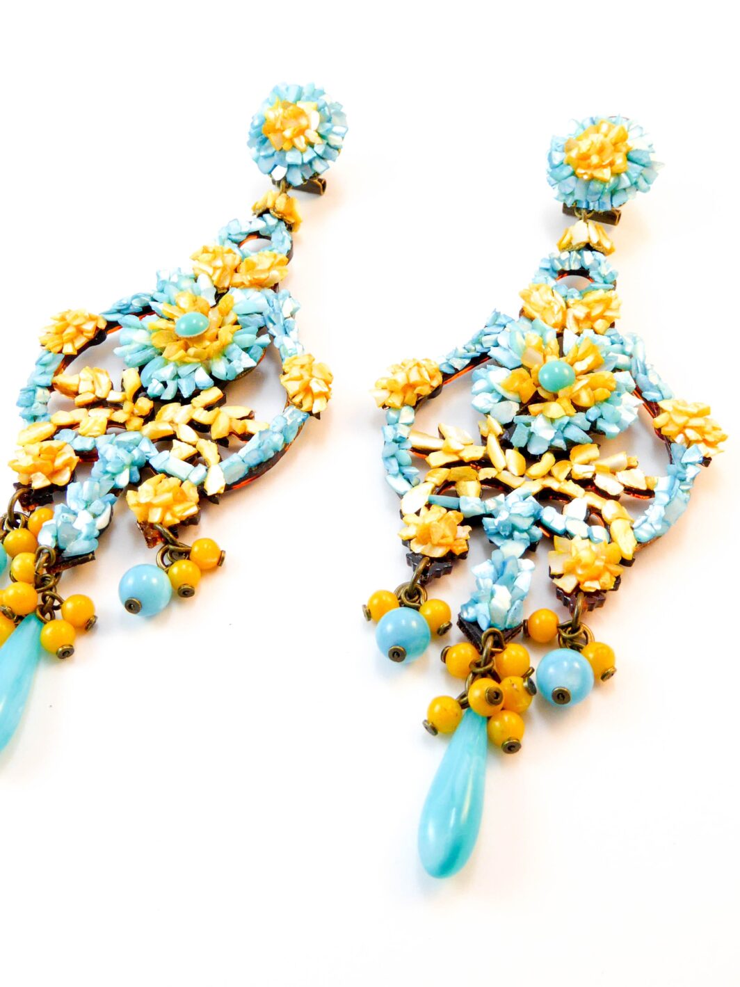 Pendientes Dublos alargado turquesa